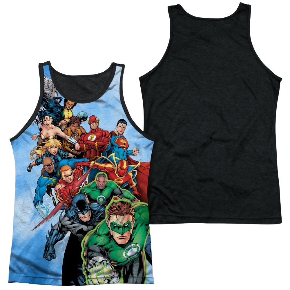 Justice League Heroes Unite Men's Black Back Tank Men's Black Back Tank Justice League