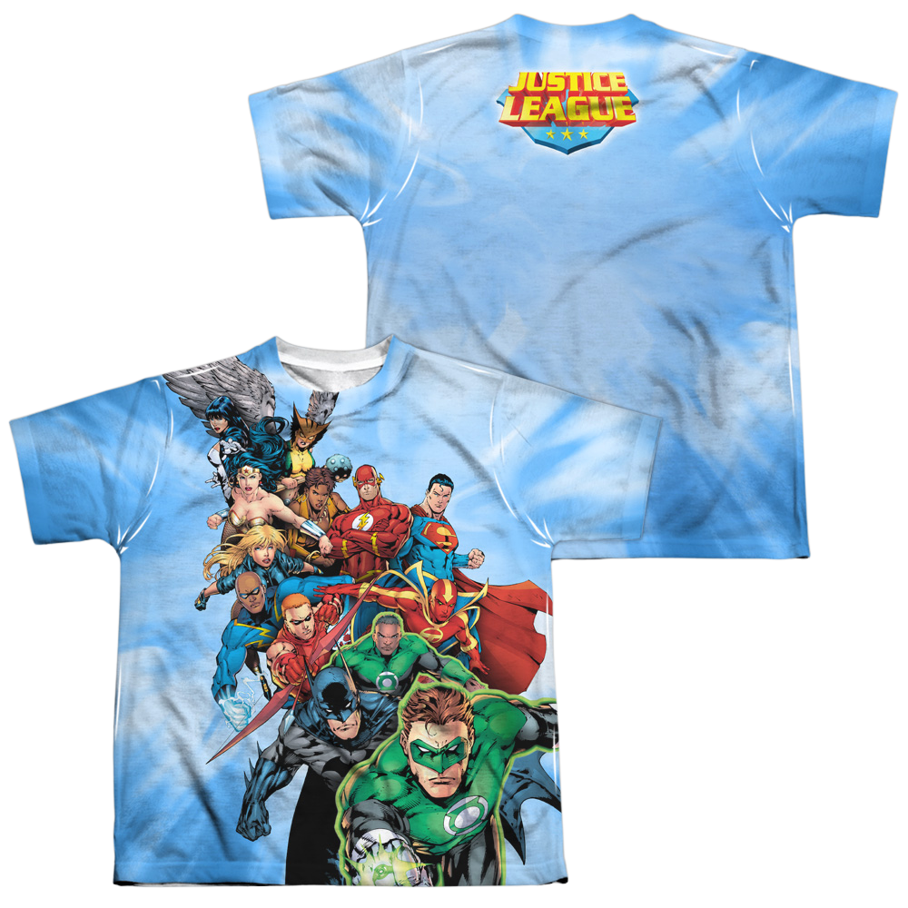 Justice League Heroes Unite - Youth All-Over Print T-Shirt Youth All-Over Print T-Shirt (Ages 8-12) Justice League