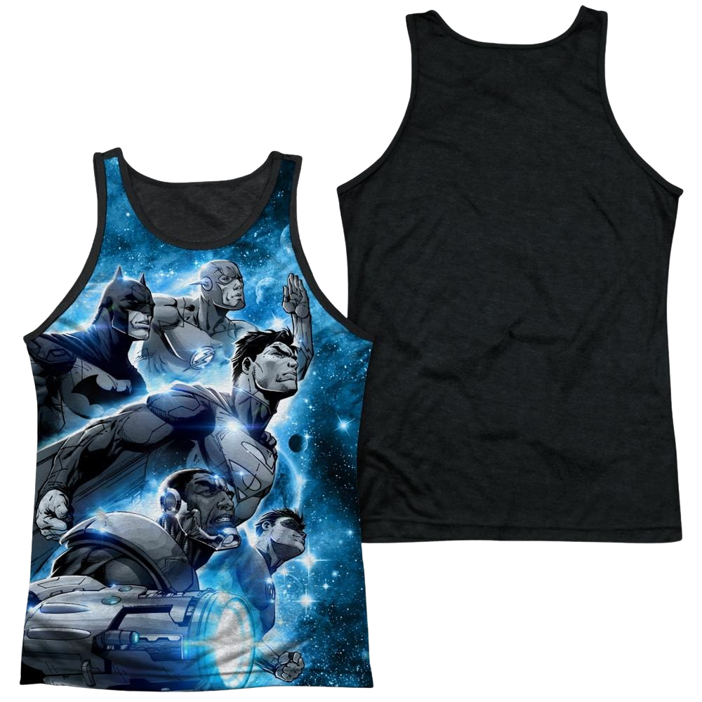 Justice League Atmospheric Men's Black Back Tank Men's Black Back Tank Justice League