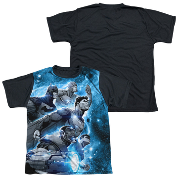 Justice League Atmospheric youth black back t-shirt for ages 8 to 12