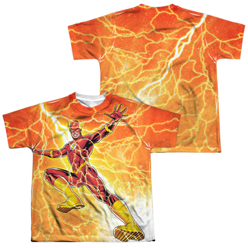 The Flash Fast As Lightning youth all-over print t-shirt for ages 8 to 12