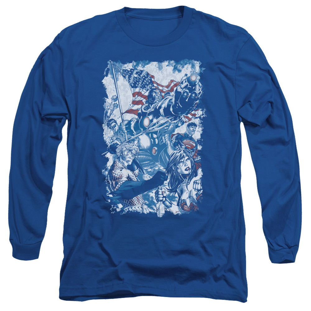 Justice League American Justice Men's Long Sleeve T-Shirt Men's Long Sleeve T-Shirt Justice League