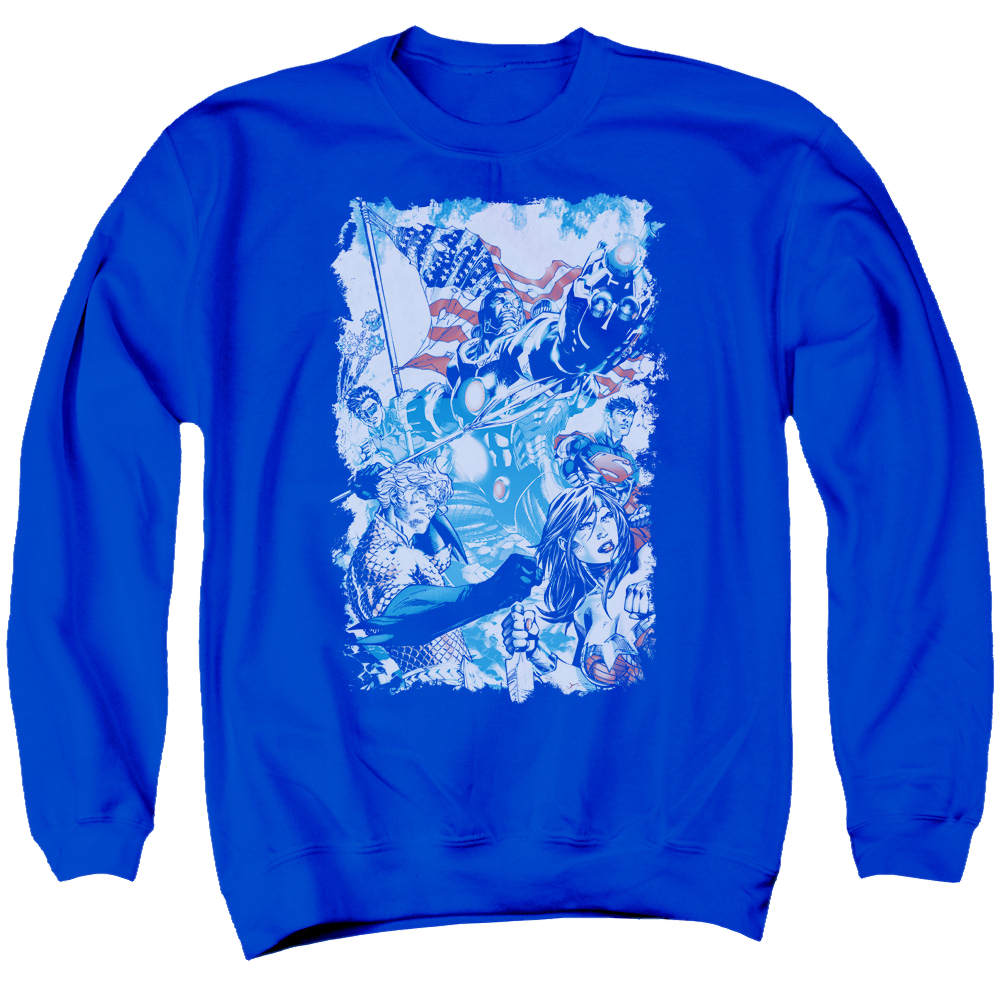 Justice League American Justice Men's Crewneck Sweatshirt Men's Crewneck Sweatshirt Justice League