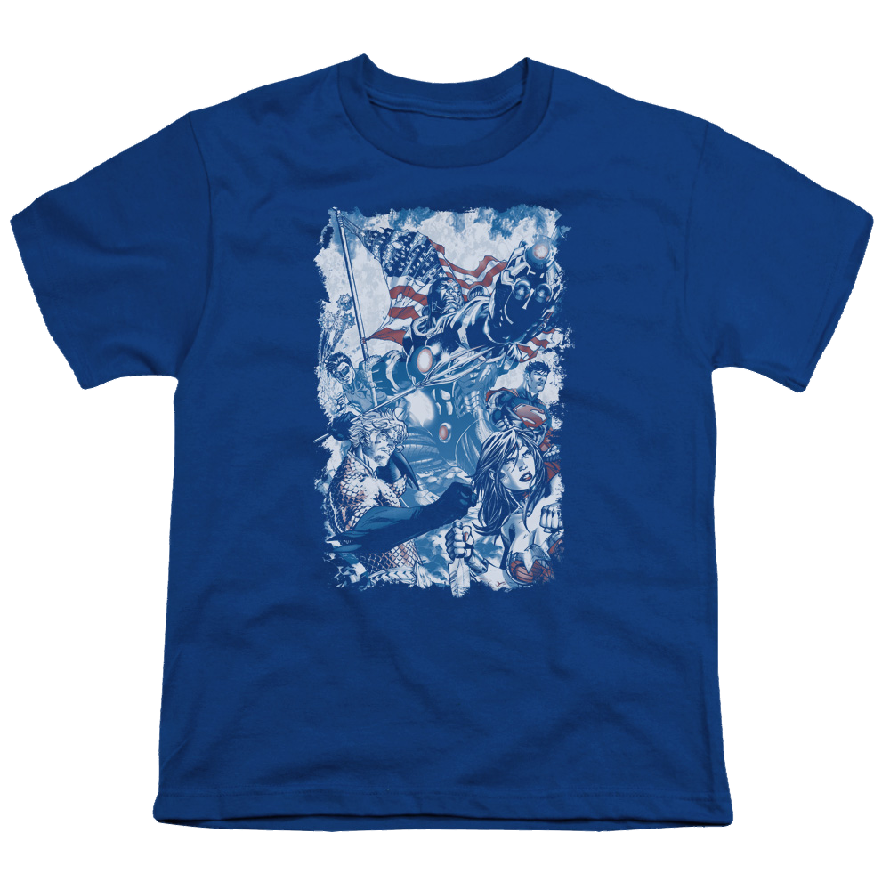 Justice League American Justice - Youth T-Shirt Youth T-Shirt (Ages 8-12) Justice League