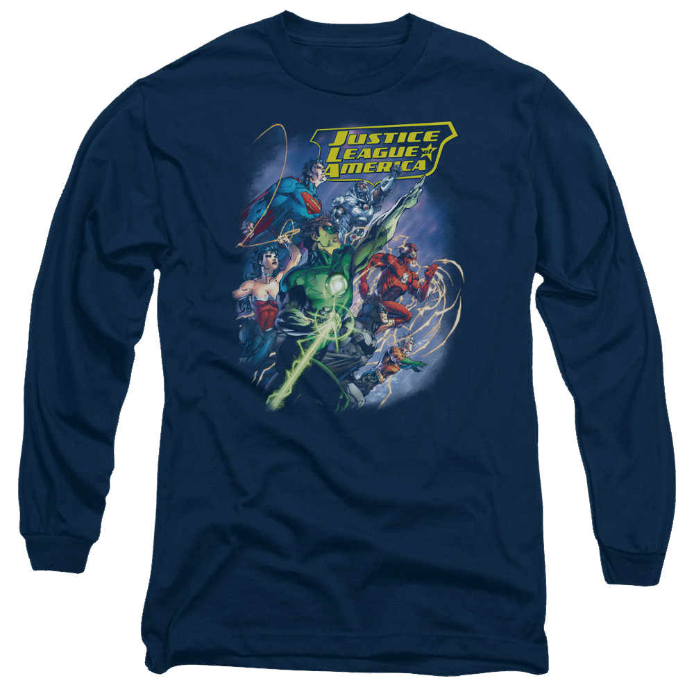 Justice League Onward Men's Long Sleeve T-Shirt Men's Long Sleeve T-Shirt Justice League