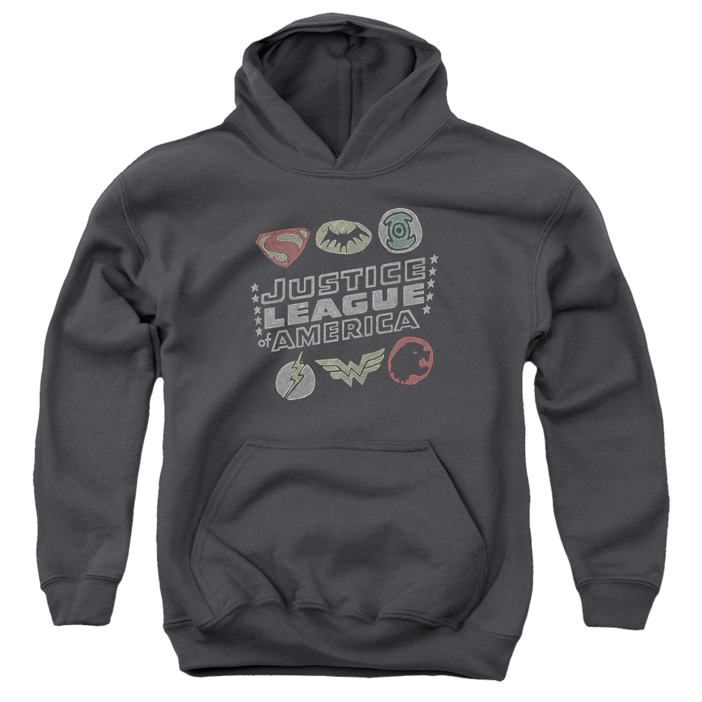 Justice League Symbols - Youth Hoodie Youth Hoodie (Ages 8-12) Justice League