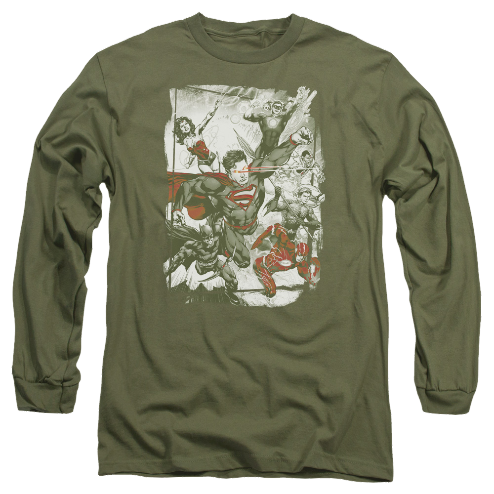 Justice League Green And Red Men's Long Sleeve T-Shirt Men's Long Sleeve T-Shirt Justice League