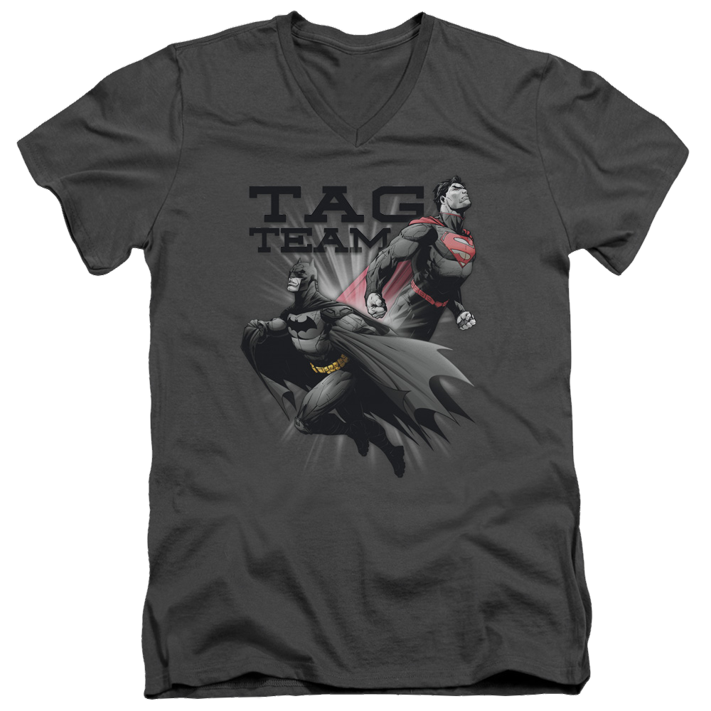 Justice League Tag Team Men's V-Neck T-Shirt Men's V-Neck T-Shirt Justice League
