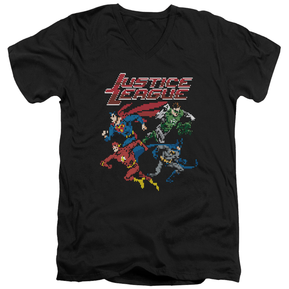 Justice League Pixel League Men's V-Neck T-Shirt Men's V-Neck T-Shirt Justice League