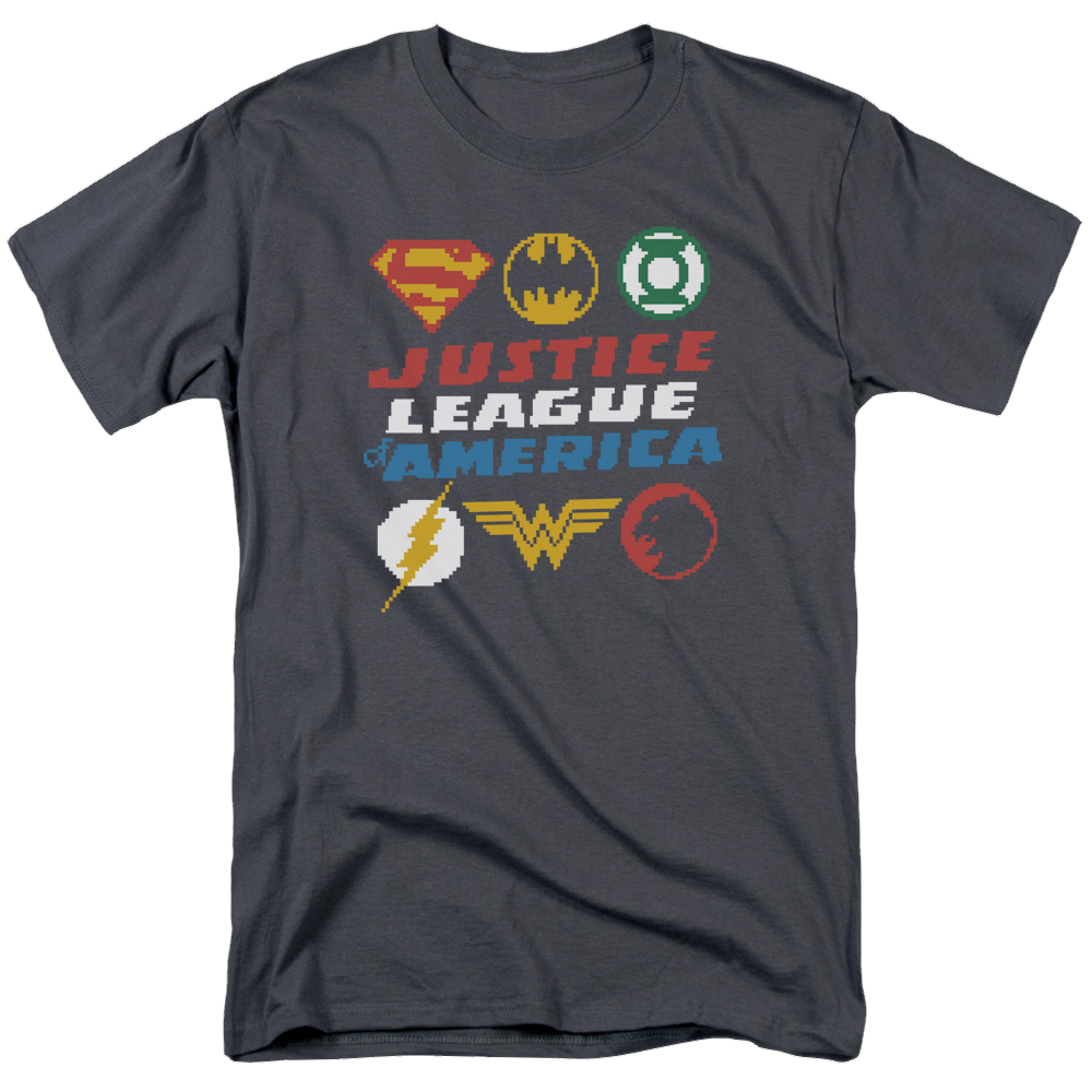 Justice League Pixel Logos Men's Regular Fit T-Shirt Men's Regular Fit T-Shirt Justice League