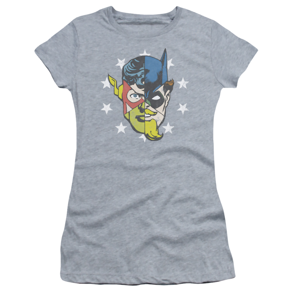 Justice League Face Off Juniors T-Shirt Juniors T-Shirt Justice League