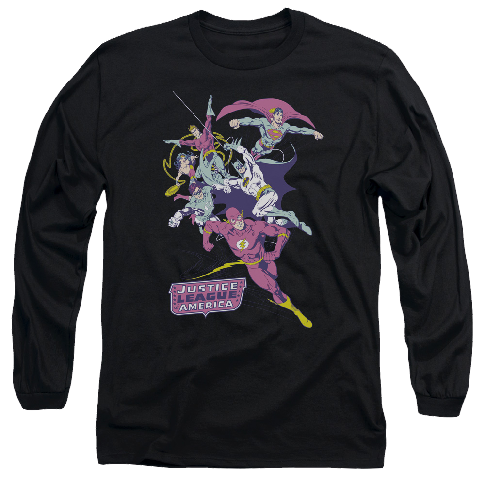 Justice League Colorful League Men's Long Sleeve T-Shirt Men's Long Sleeve T-Shirt Justice League