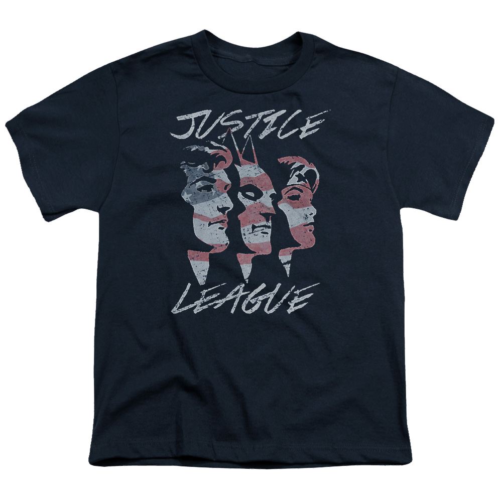 Justice League Justice For America - Youth T-Shirt Youth T-Shirt (Ages 8-12) Justice League