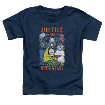 Navy toddler t-shirt with Justice League Villains graphic
