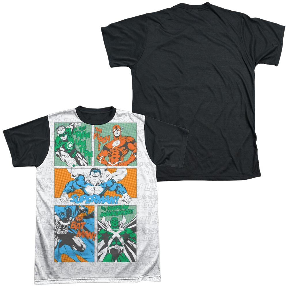 Justice League Justice Panels Men's Black Back T-Shirt Men's Black Back T-Shirt Justice League