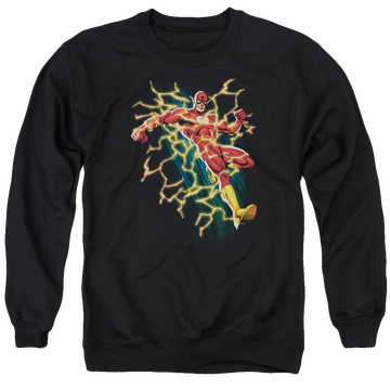 Black men's crewneck sweatshirt with Flash Symbol Knockout graphic