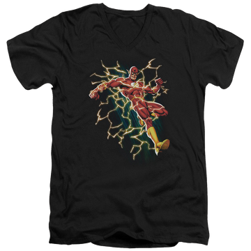 Black men's v-neck t-shirt with Flash Symbol Knockout graphic