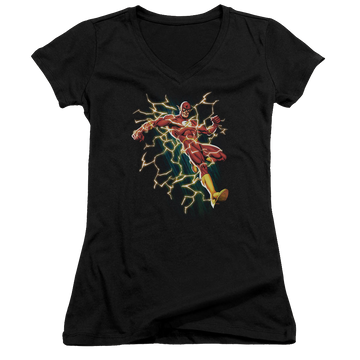 Flash, The Flash Symbol Knockout - Juniors V-Neck T-Shirt Juniors V-Neck T-Shirt The Flash