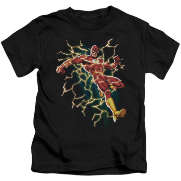 Black kid's t-shirt for ages 4 to 7 with Flash Symbol Knockout graphic