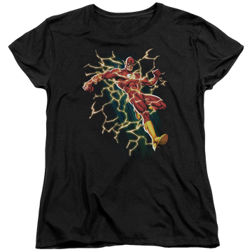 Black women's t-shirt with Flash Symbol Knockout graphic