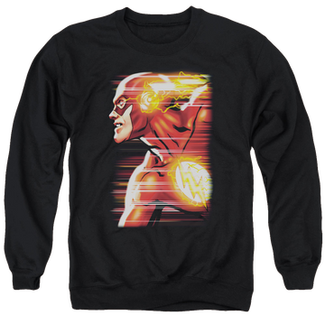 Black men's crewneck sweatshirt with The Flash Speed Head graphic