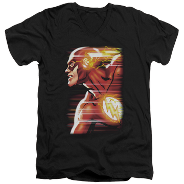Black men's v-neck t-shirt with The Flash Speed Head graphic