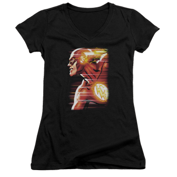 Flash, The Speed Head - Juniors V-Neck T-Shirt Juniors V-Neck T-Shirt The Flash