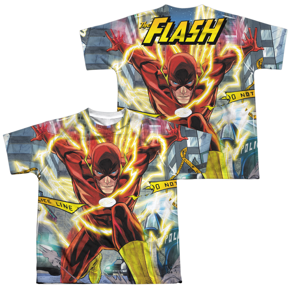 Justice League Police Line (Front/Back Print) - Youth All-Over Print T-Shirt Youth All-Over Print T-Shirt (Ages 8-12) Justice League