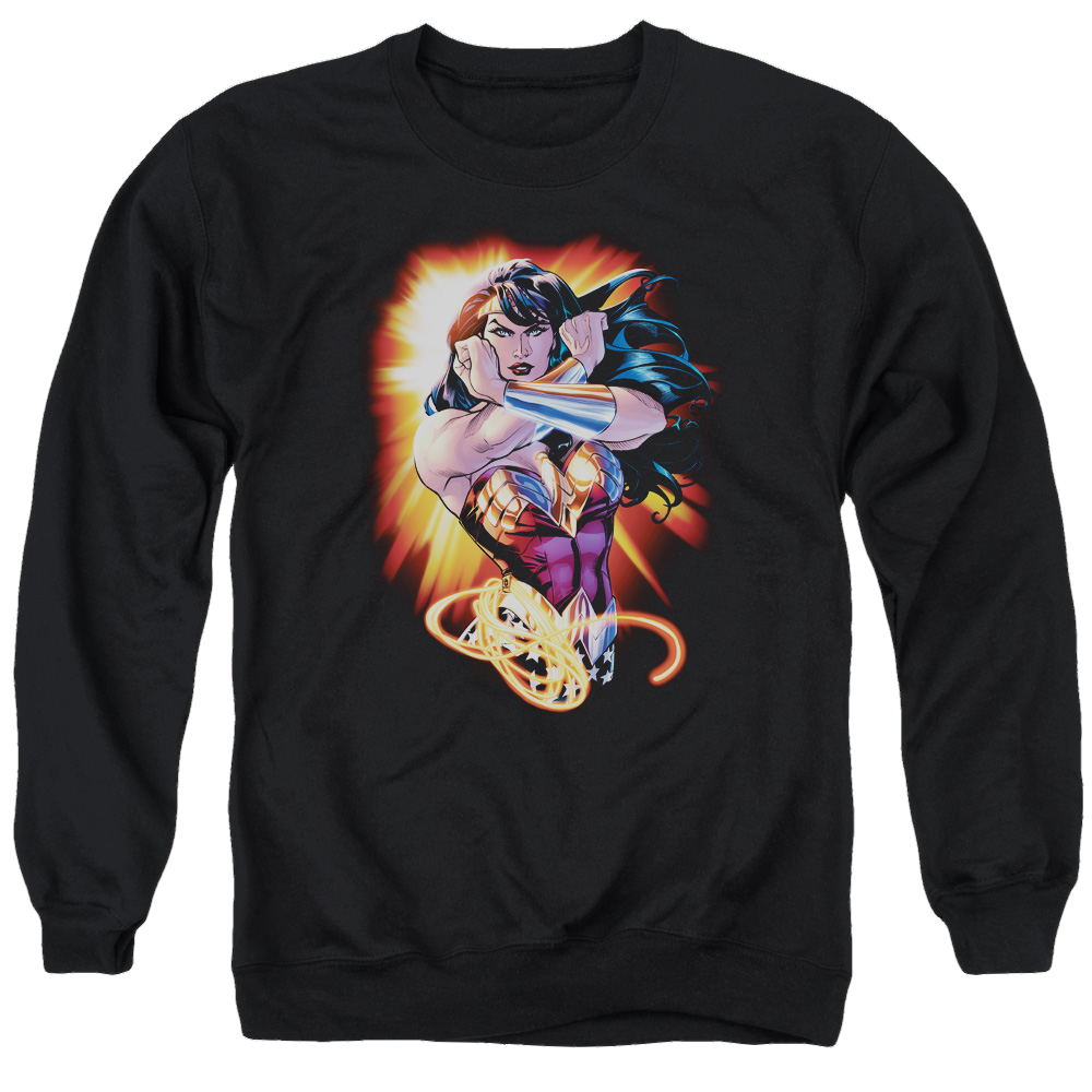 Justice League Wonder Rays Men's Crewneck Sweatshirt Men's Crewneck Sweatshirt Wonder Woman