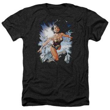 Charcoal men's heather t-shirt with Wonder Woman Justice League Of Themyscira graphic