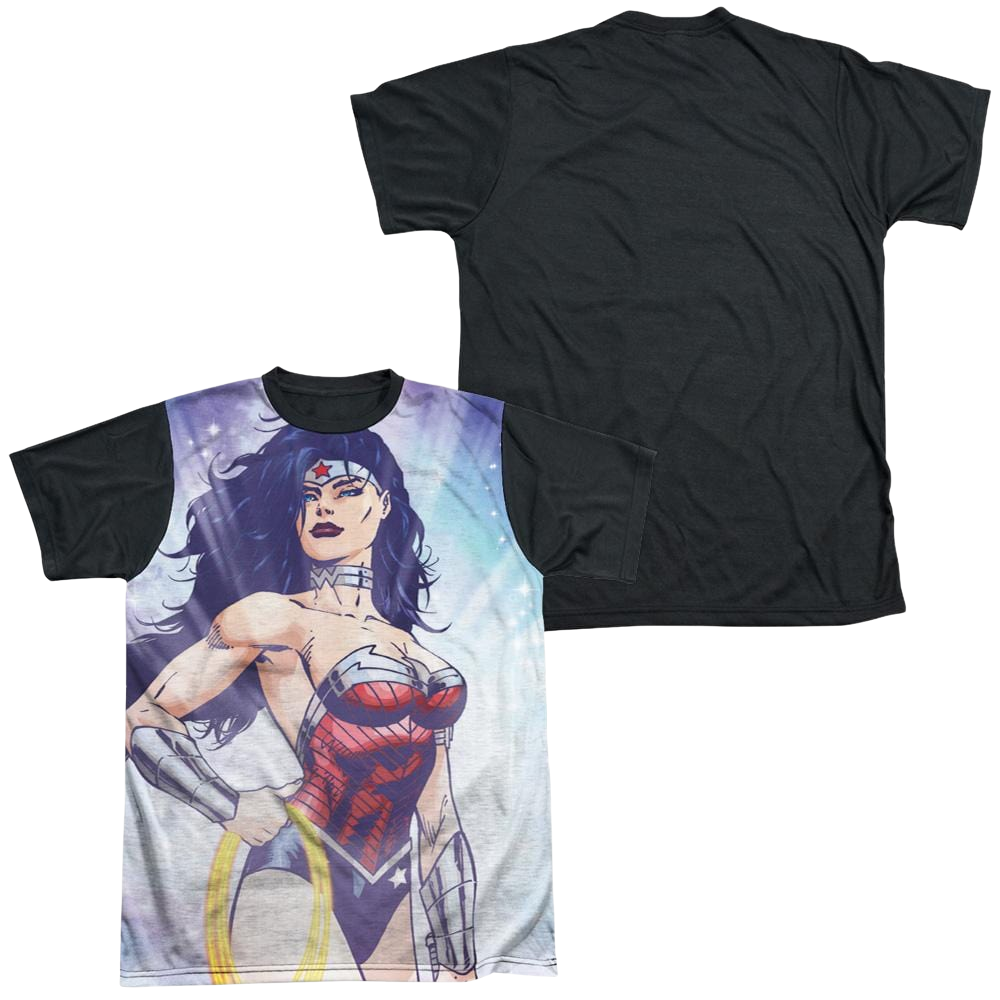 Justice League Warrior Goddess Men's Black Back T-Shirt Men's Black Back T-Shirt Wonder Woman