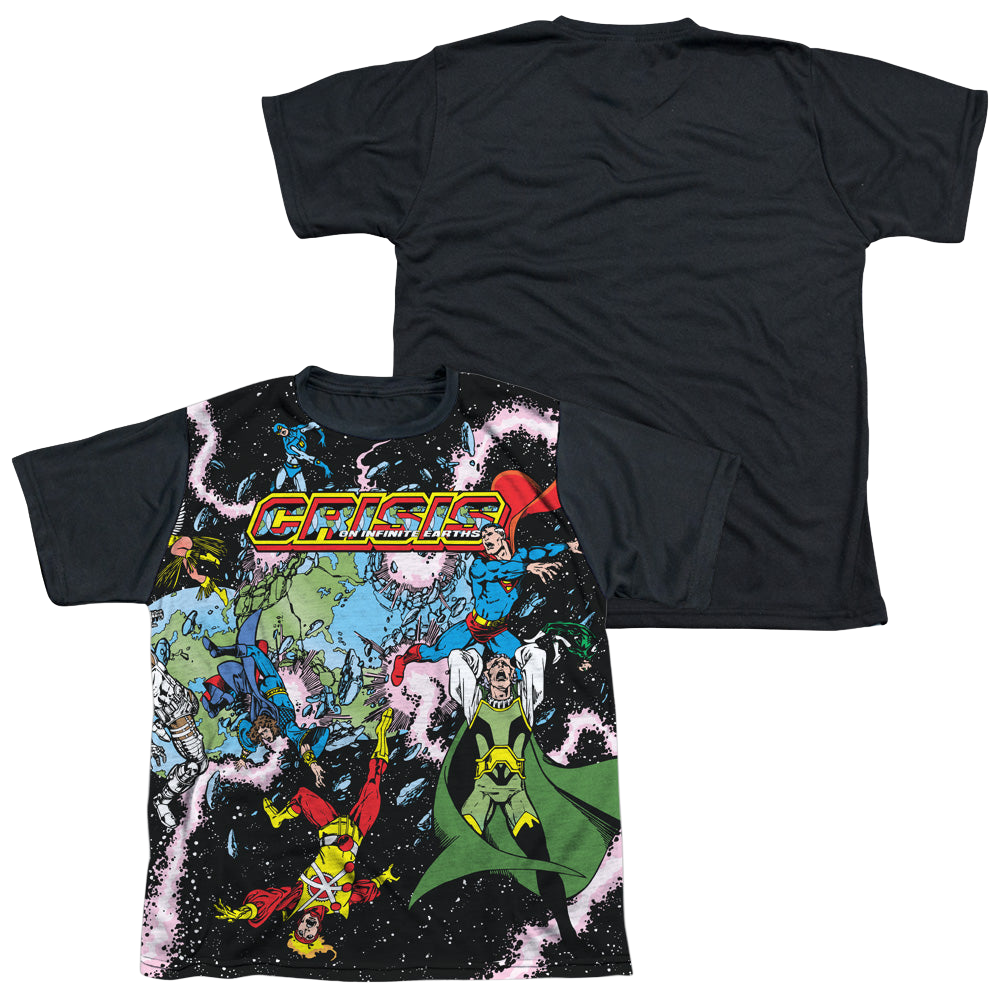 Justice League Crisis Variant - Youth Black Back T-Shirt Youth Black Back T-Shirt (Ages 8-12) Justice League
