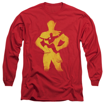 Red men's long sleeve t-shirt with Flash Knockout graphic
