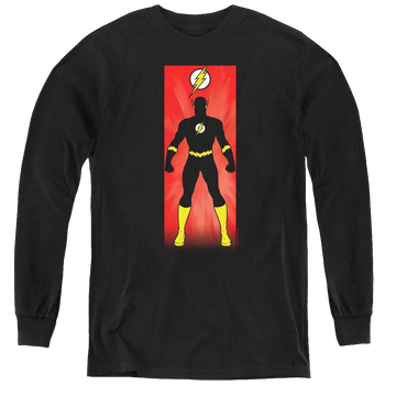Black youth long sleeve t-shirt with Flash Block graphic