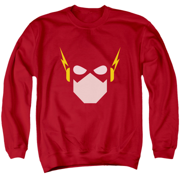Red men's crewneck sweatshirt with Flash Head graphic