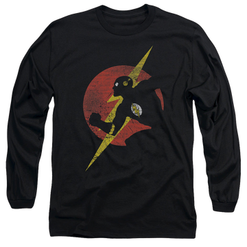 Black men's long sleeve t-shirt with Flash Symbol Knockout graphic