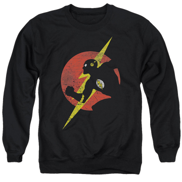 Black men's crewneck sweatshirt with Flash Symbol Knockout graphic