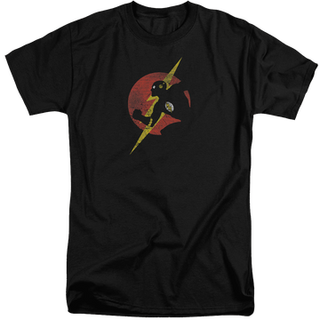 Black men's tall fit t-shirt with Flash Symbol Knockout graphic