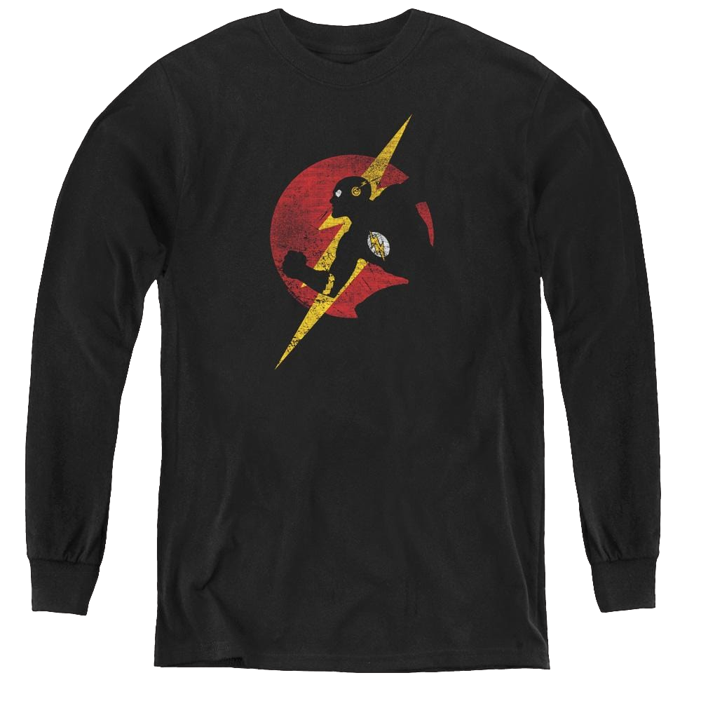 Flash, The Flash Symbol Knockout - Youth Long Sleeve T-Shirt Youth Long Sleeve T-Shirt The Flash