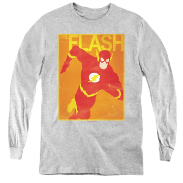 Athletic heather youth long sleeve t-shirt with The Flash Simple Flash Poster graphic