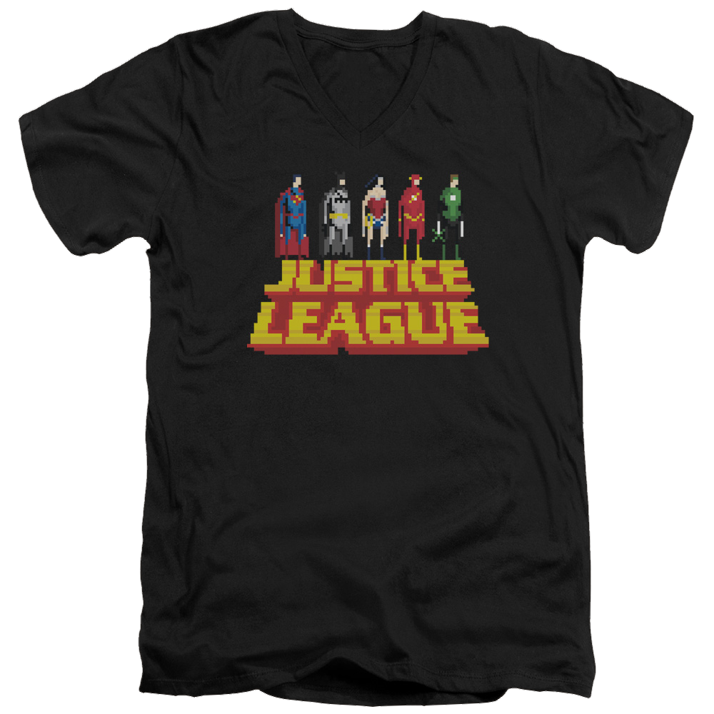 Justice League Standing Above Men's V-Neck T-Shirt Men's V-Neck T-Shirt Justice League