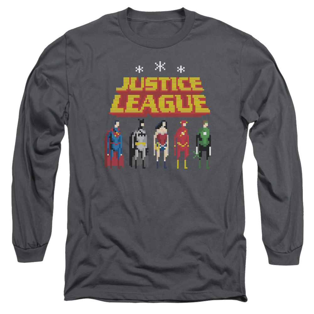 Justice League Standing Below Men's Long Sleeve T-Shirt Men's Long Sleeve T-Shirt Justice League