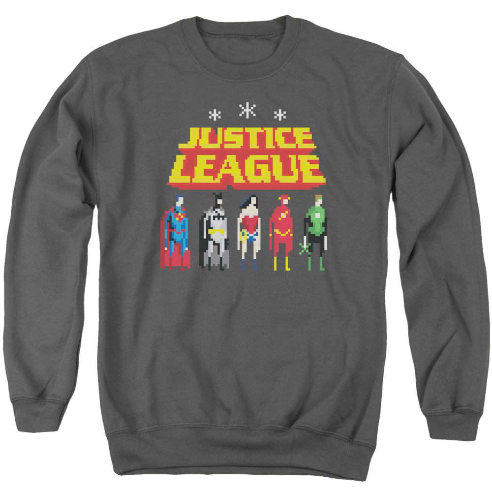 Justice League Standing Below Men's Crewneck Sweatshirt Men's Crewneck Sweatshirt Justice League
