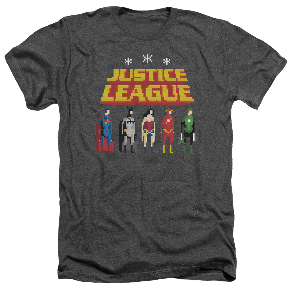 Justice League Standing Below Men's Heather T-Shirt Men's Heather T-Shirt Justice League