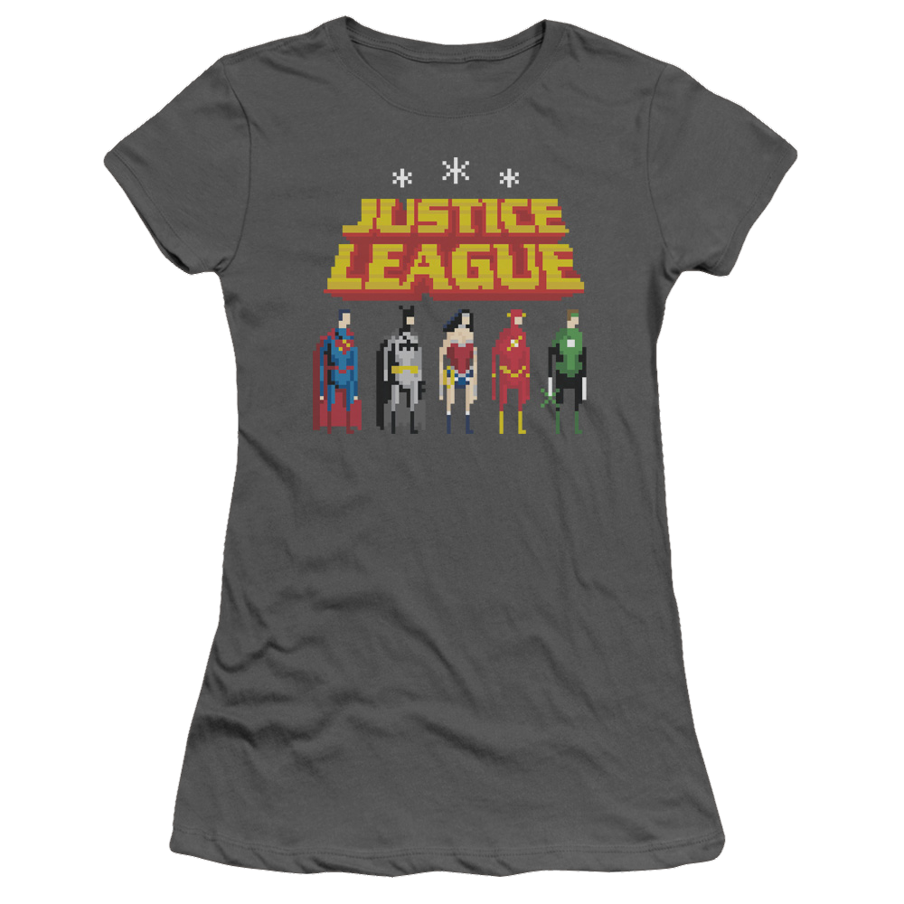 Justice League Standing Below Juniors T-Shirt Juniors T-Shirt Justice League