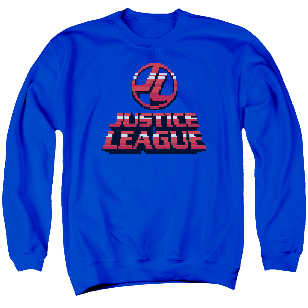 Justice League 8 Bit Jla Men's Crewneck Sweatshirt Men's Crewneck Sweatshirt Justice League