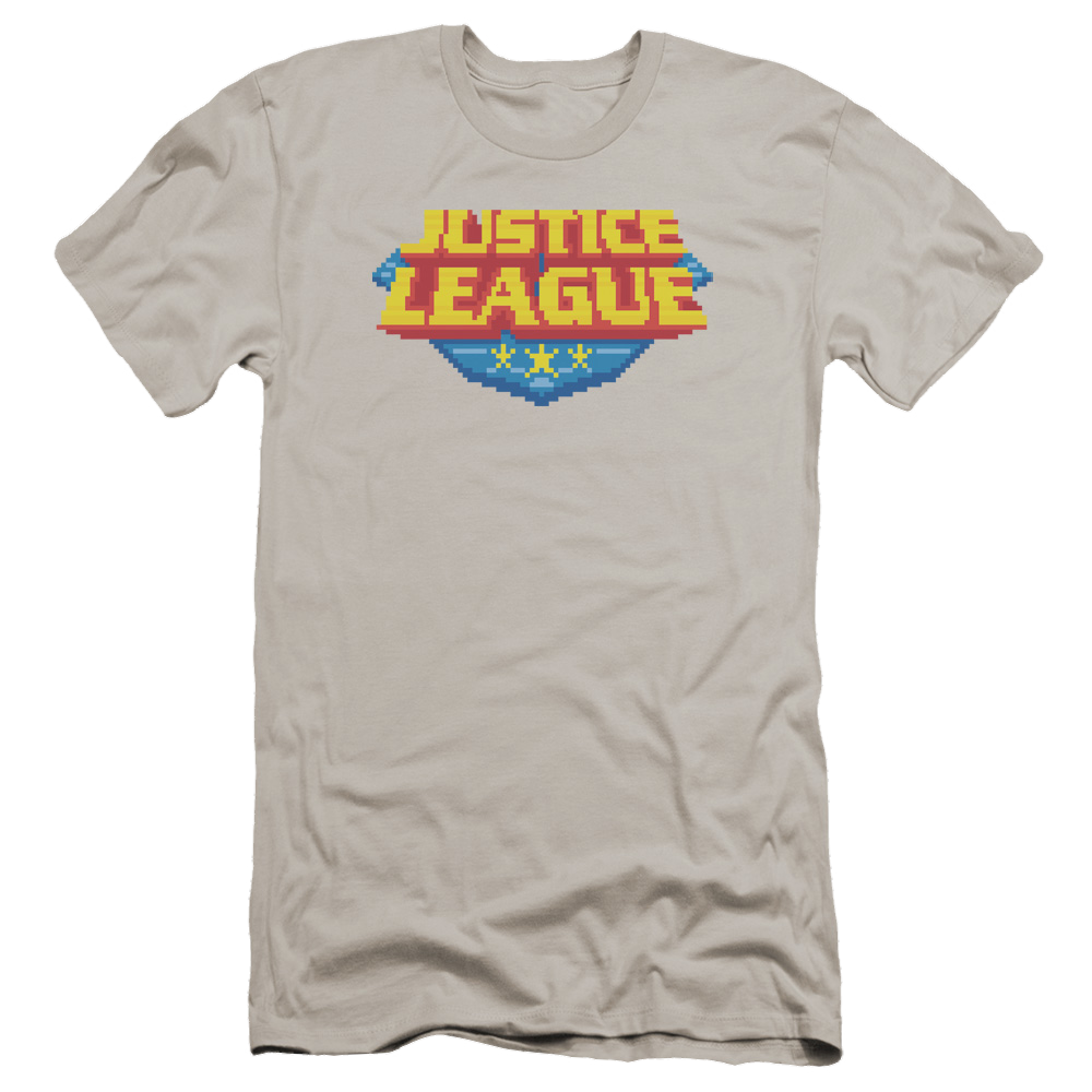 Justice League 8 Bit Logo Men's Premium Slim Fit T-Shirt Men's Premium Slim Fit T-Shirt Justice League