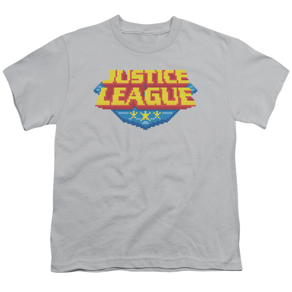 Justice League 8 Bit Logo - Youth T-Shirt Youth T-Shirt (Ages 8-12) Justice League