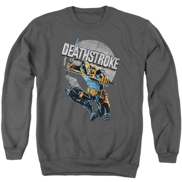 Charcoal men's crewneck sweatshirt with Deathstroke Retro graphic