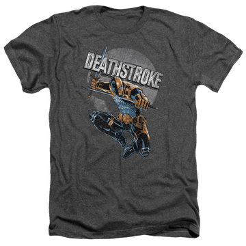 Charcoal men's heather t-shirt with Deathstroke Retro graphic